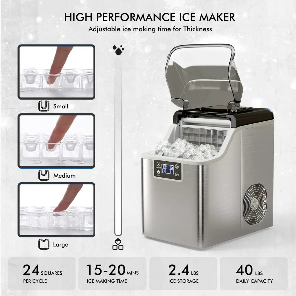 Electric Portable Countertop Ice Maker with Ice Scoop and Basket-Sliver - Silver - Ice Makers