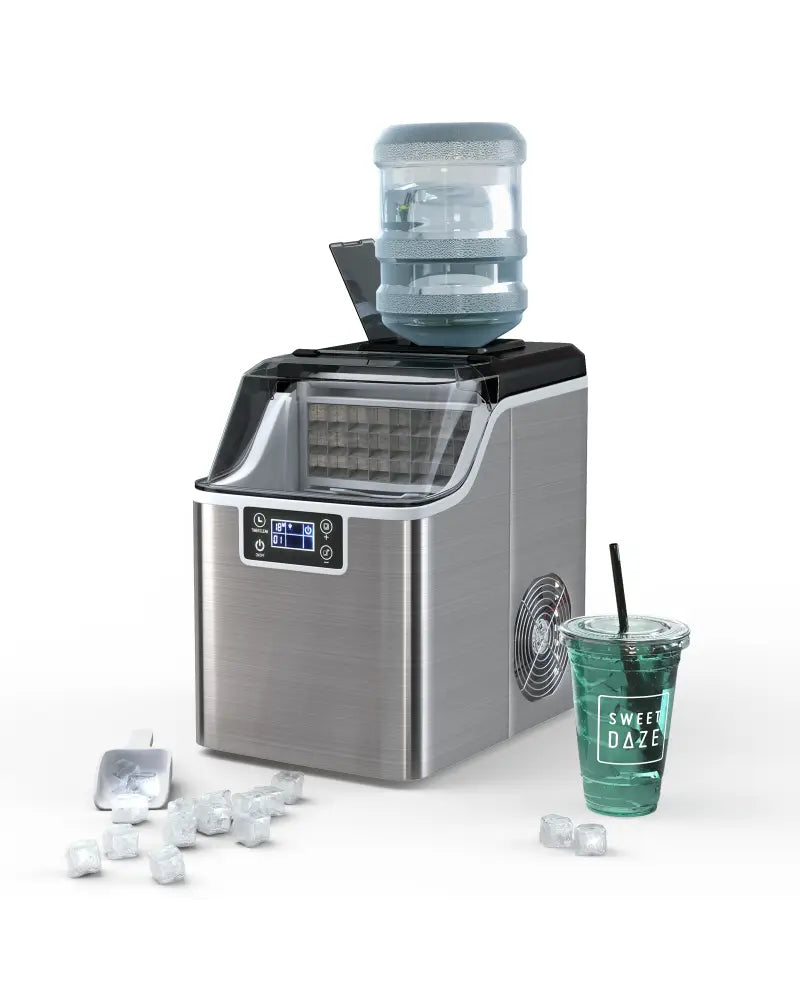 Electric Portable Countertop Ice Maker with Ice Scoop and Basket-Sliver - Silver - Ice Makers