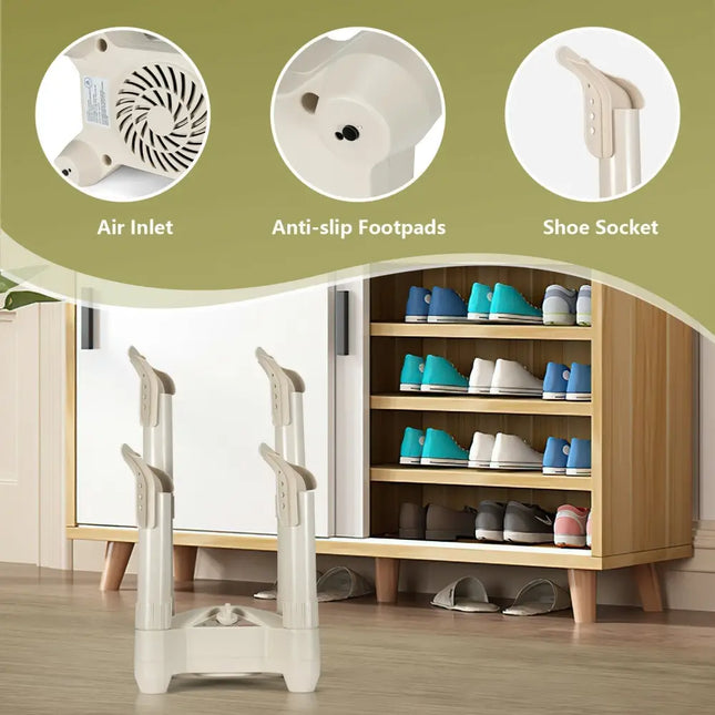Electric Shoe and Boot Dryer with Timer Heat Blower - White - Oasis Home Essentials