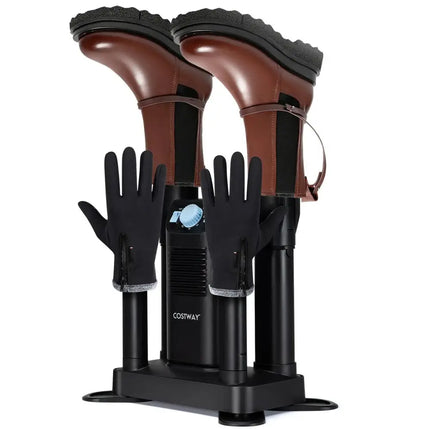 Electric Shoe Boot Dryer 4 Shoes with 180 Mins Timer Ozone Disinfection-Black Costway