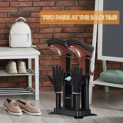 Electric Shoe Boot Dryer 4 Shoes with 180 Mins Timer Ozone Disinfection-Black Costway