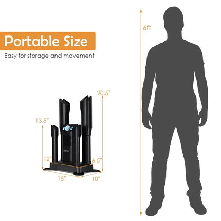 Electric Shoe Boot Dryer 4 Shoes with 180 Mins Timer Ozone Disinfection-Black Costway