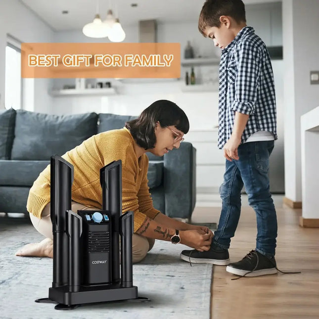 Electric Shoe Boot Dryer 4 Shoes with 180 Mins Timer Ozone Disinfection-Black Costway