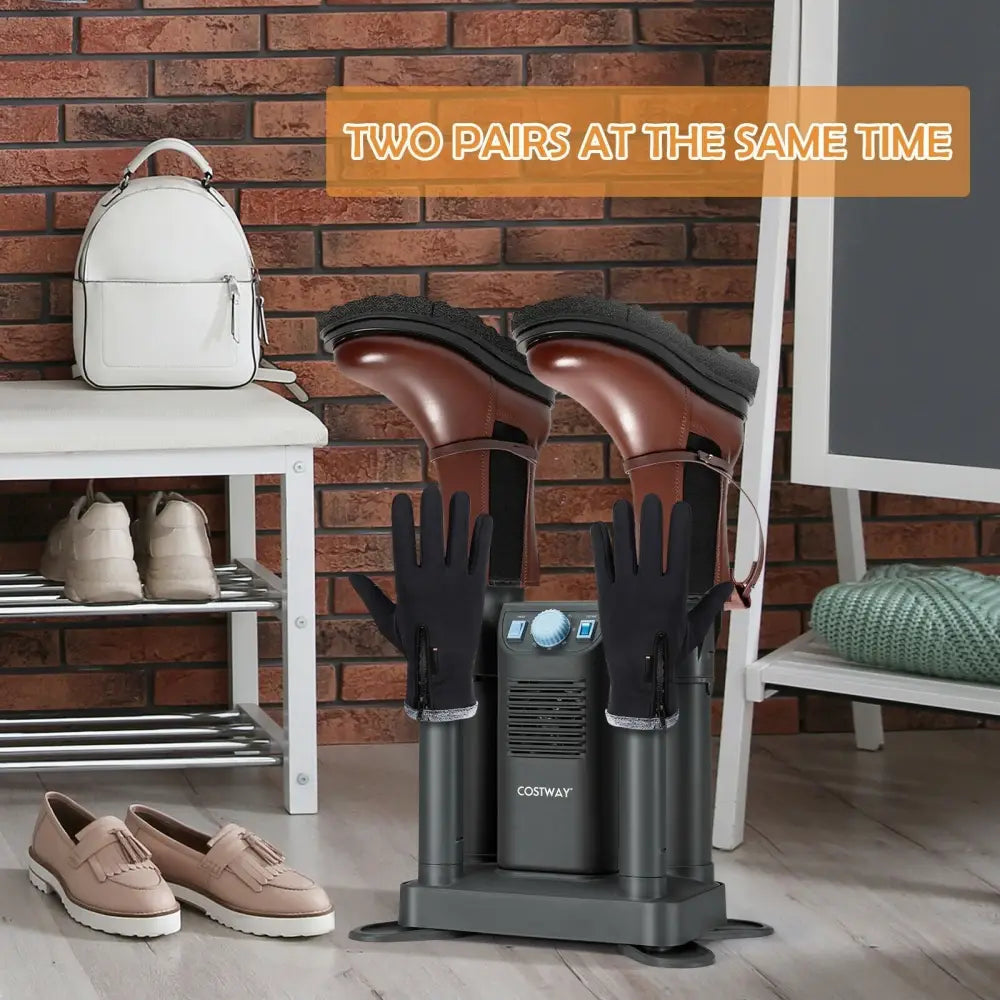 Electric Shoe Boot Dryer 4 Shoes with 180 Mins Timer Ozone Disinfection - Gray - Oasis Home Essentials