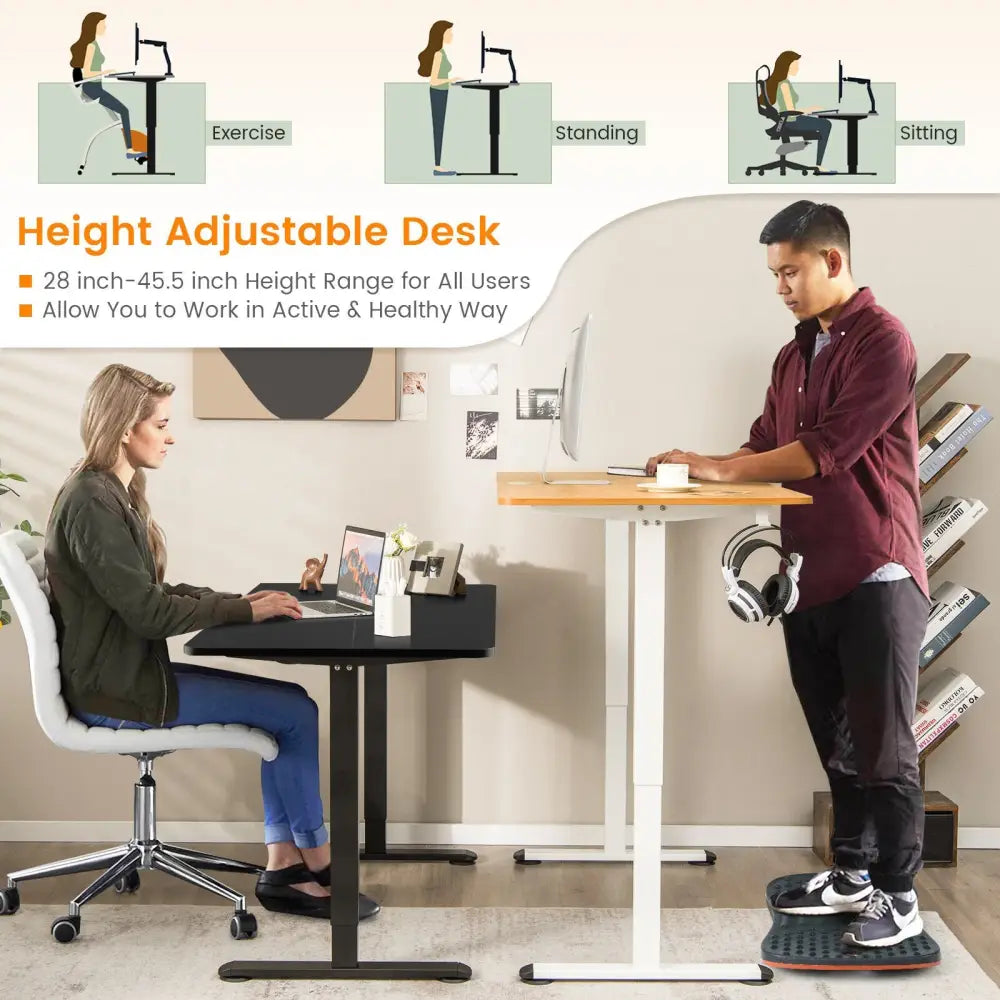 Electric Standing Desk Adjustable Stand up Computer Desk Anti-collision-Natural - Natural - Standing Desks