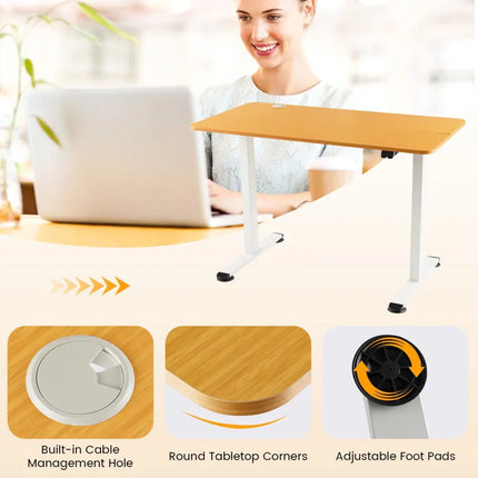 Electric Standing Desk Adjustable Stand up Computer Desk Anti-collision-Natural - Natural - Standing Desks