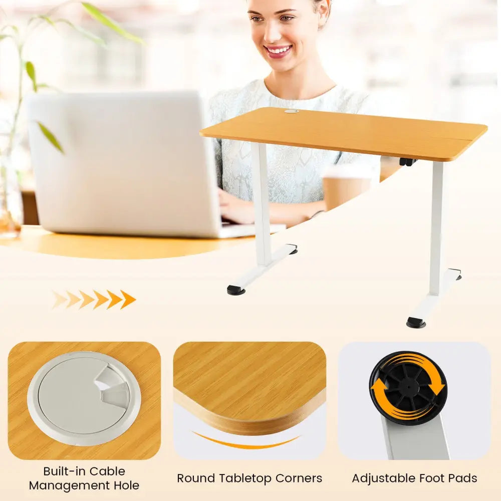 Electric Standing Desk Adjustable Stand up Computer Desk Anti-collision-Natural - Natural - Standing Desks