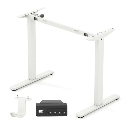 Electric Standing Desk Frame Height Adjustable Computer Desk Base with LED Display-White - White - Standing Desks