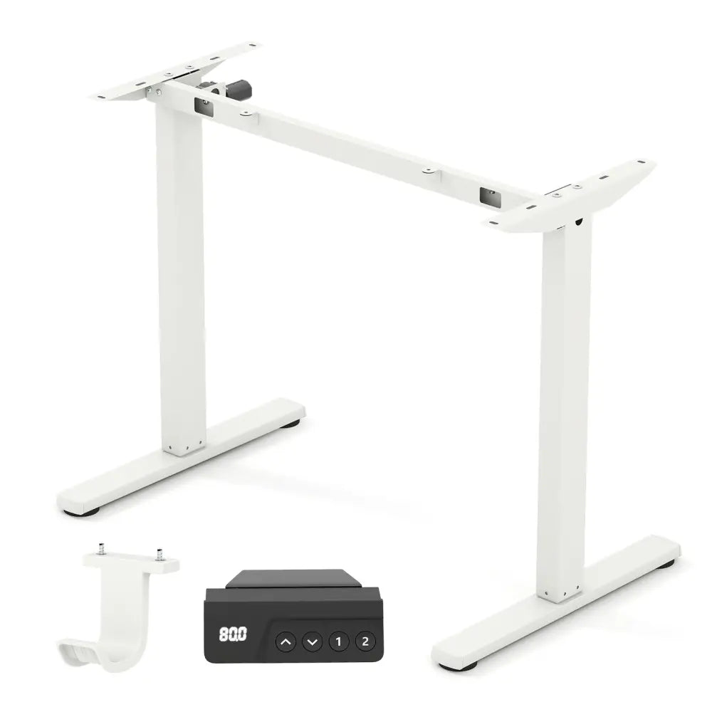 Electric Standing Desk Frame Height Adjustable Computer Desk Base with LED Display-White - White - Standing Desks
