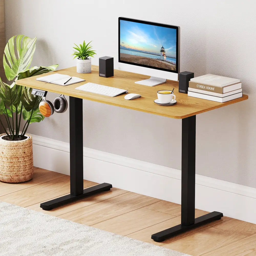 Electric Standing Desk Frame Height Adjustable Computer Desk Base with LED Display-Black - Black - Standing Desks