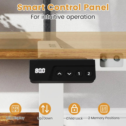 Electric Standing Desk Frame Height Adjustable Computer Desk Base with LED Display-White - White - Standing Desks