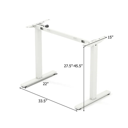Electric Standing Desk Frame Height Adjustable Computer Desk Base with LED Display-White - White - Standing Desks