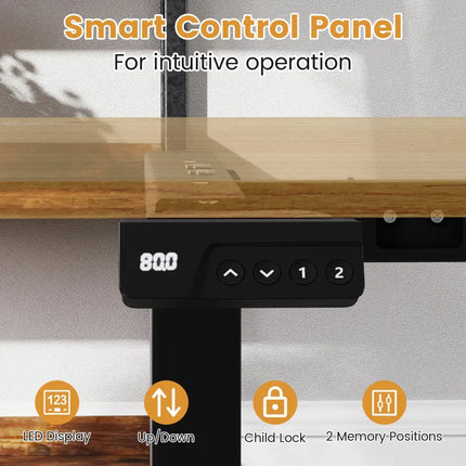 Electric Standing Desk Frame Height Adjustable Computer Desk Base with LED Display-Black - Black - Standing Desks