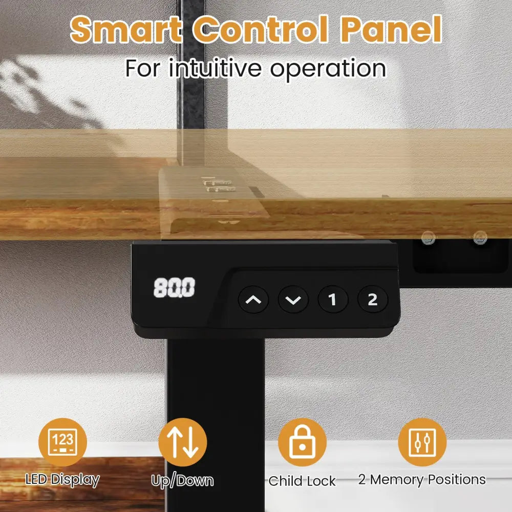 Electric Standing Desk Frame Height Adjustable Computer Desk Base with LED Display-Black - Black - Standing Desks