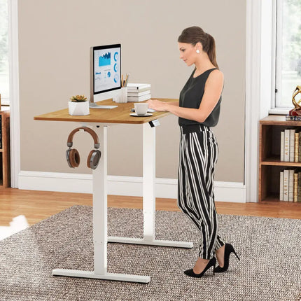 Electric Standing Desk Frame Height Adjustable Computer Desk Base with LED Display-White - White - Standing Desks