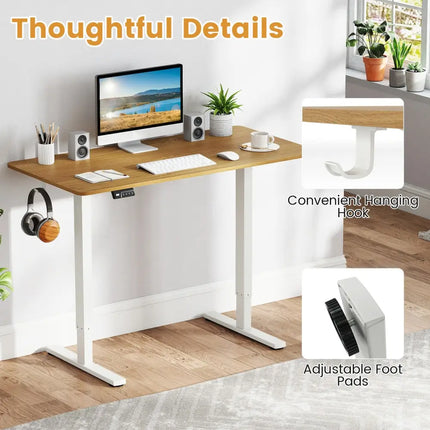 Electric Standing Desk Frame Height Adjustable Computer Desk Base with LED Display-White - White - Standing Desks