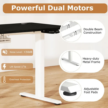 Electric Standing Desk Height Adjustable with 3 Memory Heights Black-S - Black - Standing Desks