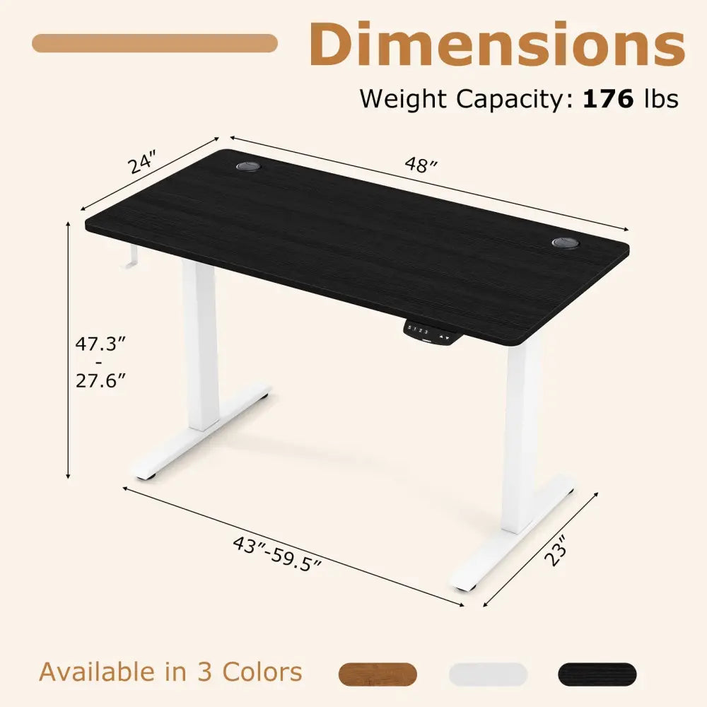 Electric Standing Desk Height Adjustable with 3 Memory Heights Black-S - Black - Standing Desks