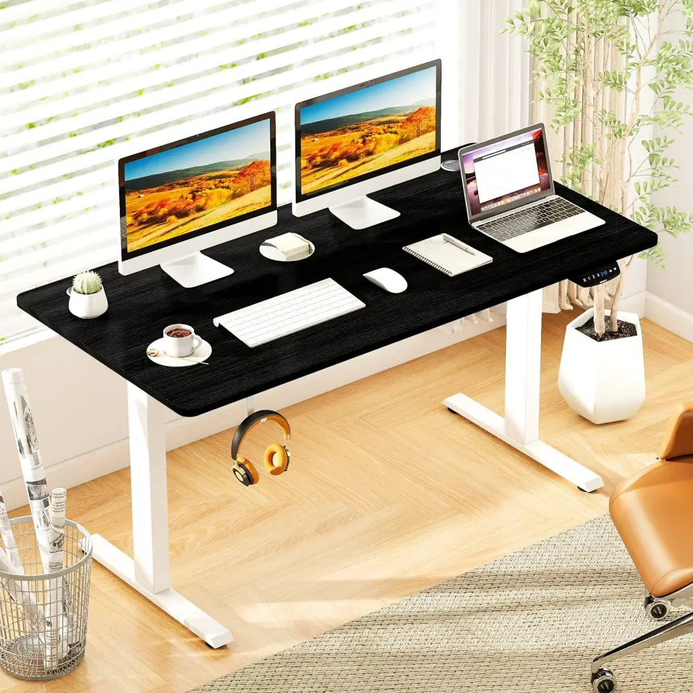 Electric Standing Desk Height Adjustable with 3 Memory Heights Black-L - Black - Standing Desks