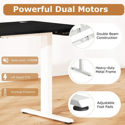 Electric Standing Desk Height Adjustable with 3 Memory Heights Black-L - Black - Standing Desks