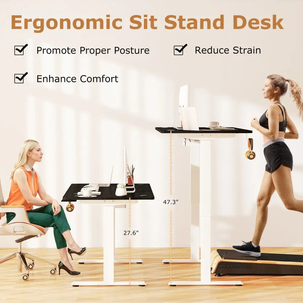 Electric Standing Desk Height Adjustable with 3 Memory Heights Black-L - Black - Standing Desks
