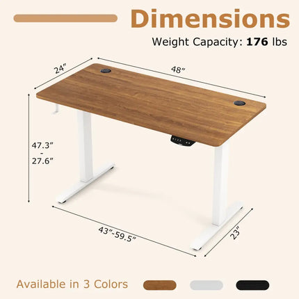 Electric Standing Desk Height Adjustable with 3 Memory Heights Walnut-S - Walnut - Standing Desks