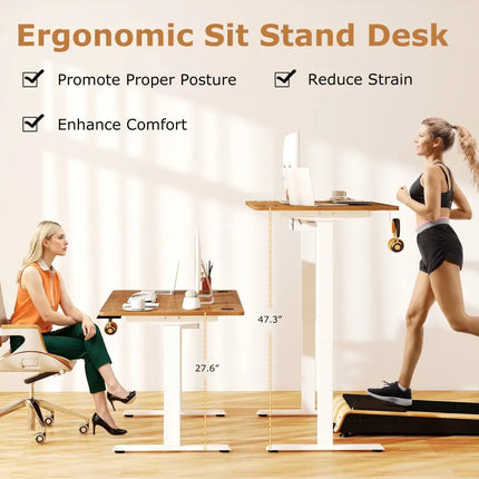 Electric Standing Desk Height Adjustable with 3 Memory Heights Walnut-L - Walnut - Standing Desks
