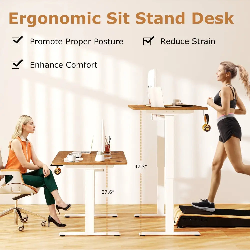 Electric Standing Desk Height Adjustable with 3 Memory Heights Walnut-L - Walnut - Standing Desks