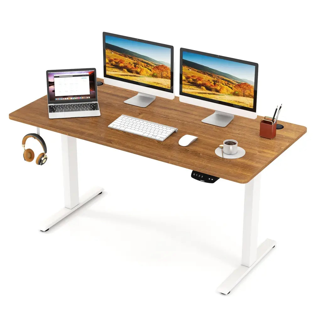 Electric Standing Desk Height Adjustable with 3 Memory Heights Walnut-L - Walnut - Standing Desks