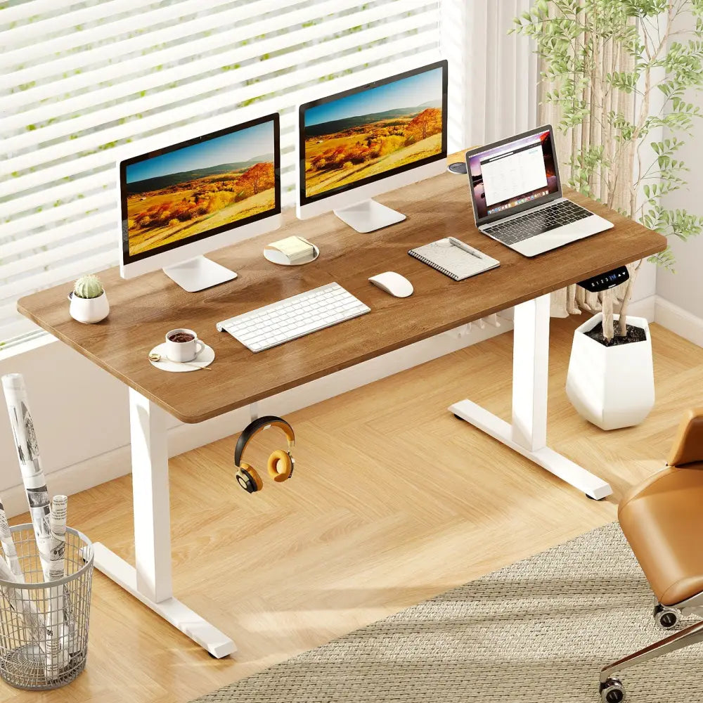 Electric Standing Desk Height Adjustable with 3 Memory Heights Walnut-L - Walnut - Standing Desks