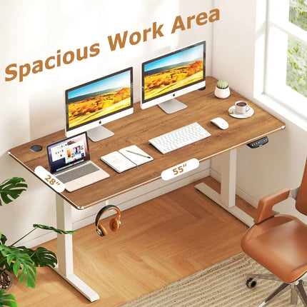 Electric Standing Desk Height Adjustable with 3 Memory Heights Walnut-L - Walnut - Standing Desks