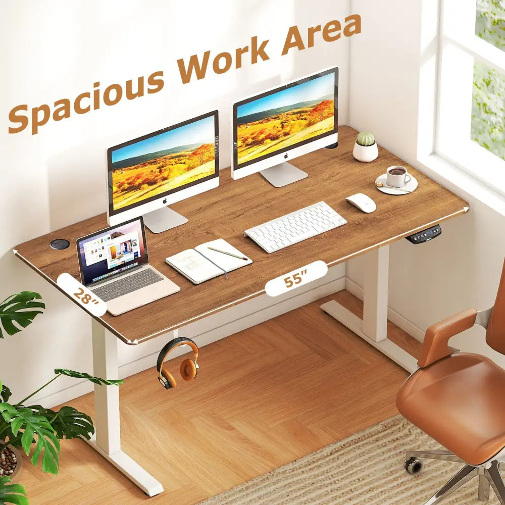Electric Standing Desk Height Adjustable with 3 Memory Heights Walnut-L - Walnut - Standing Desks