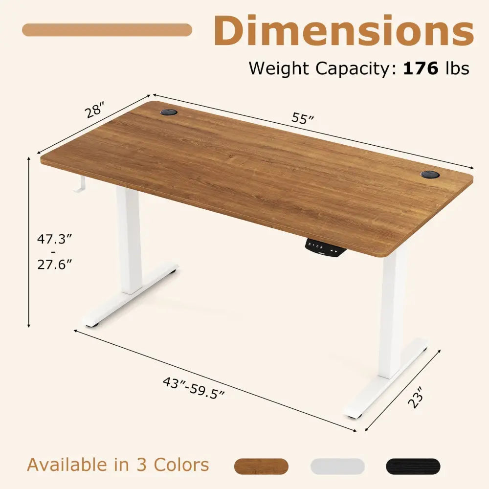 Electric Standing Desk Height Adjustable with 3 Memory Heights Walnut-L - Walnut - Standing Desks
