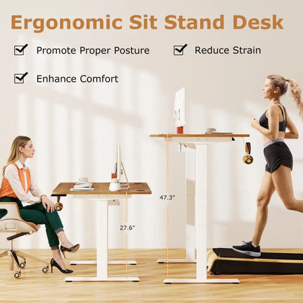 Electric Standing Desk Height Adjustable with 3 Memory Heights Walnut-M - Walnut - Standing Desks