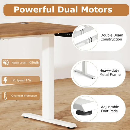 Electric Standing Desk Height Adjustable with 3 Memory Heights Walnut-L - Walnut - Standing Desks