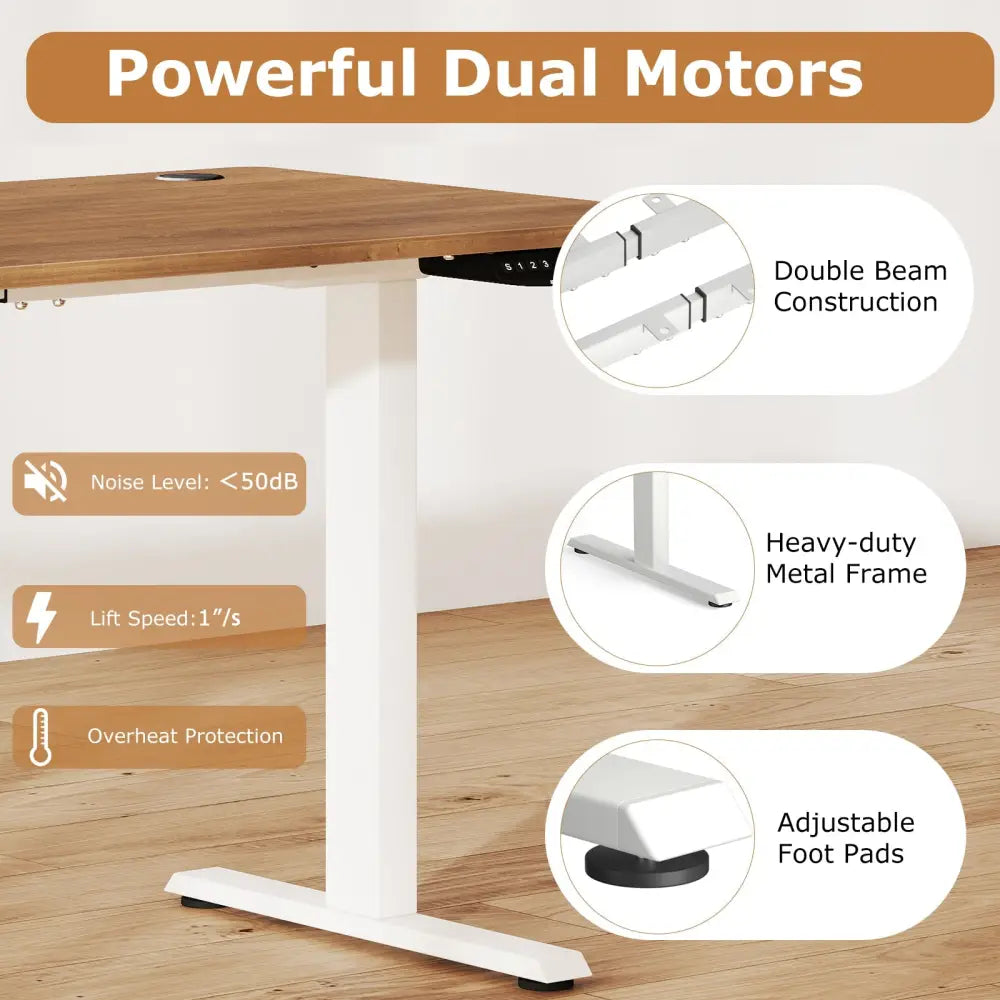 Electric Standing Desk Height Adjustable with 3 Memory Heights Walnut-L - Walnut - Standing Desks