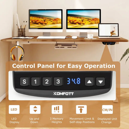 Electric Standing Desk Height Adjustable with 3 Memory Heights Walnut-L - Walnut - Standing Desks