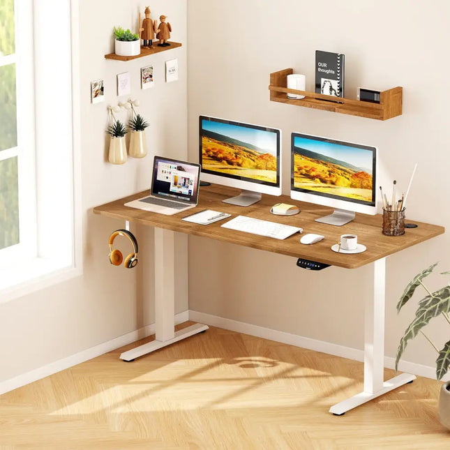 Electric Standing Desk Height Adjustable with 3 Memory Heights Walnut-L - Walnut - Standing Desks
