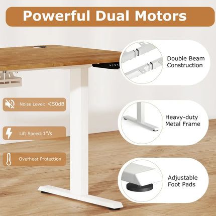 Electric Standing Desk Height Adjustable with 3 Memory Heights Walnut-M - Walnut - Standing Desks