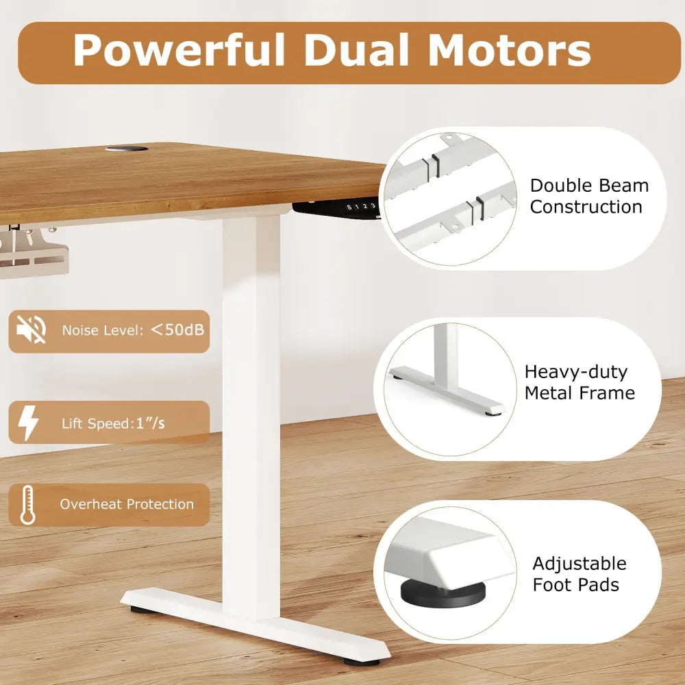 Electric Standing Desk Height Adjustable with 3 Memory Heights Walnut-M - Walnut - Standing Desks