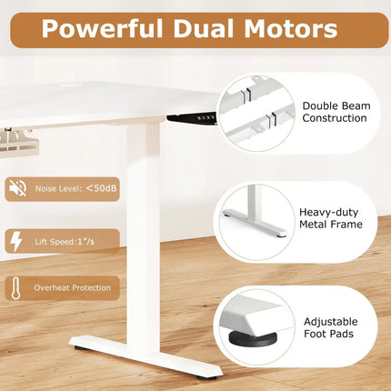 Electric Standing Desk Height Adjustable with 3 Memory Heights White-M - White - Standing Desks