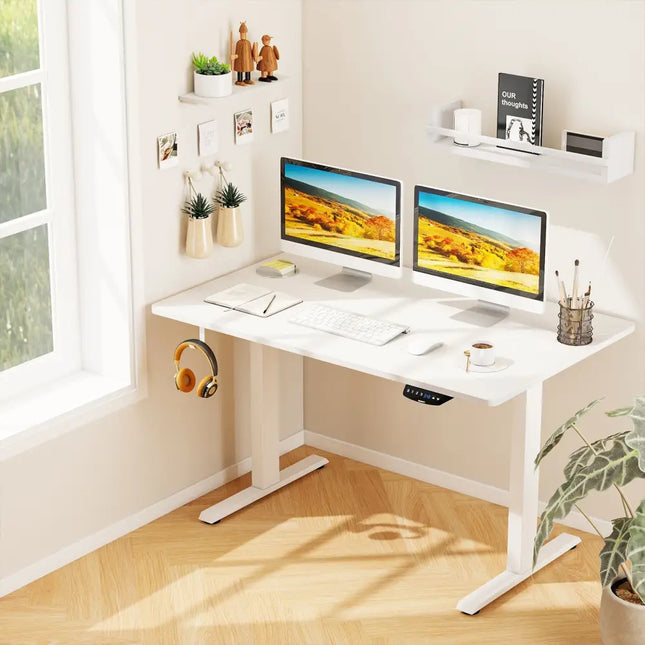 Electric Standing Desk Height Adjustable with 3 Memory Heights White-M - White - Standing Desks