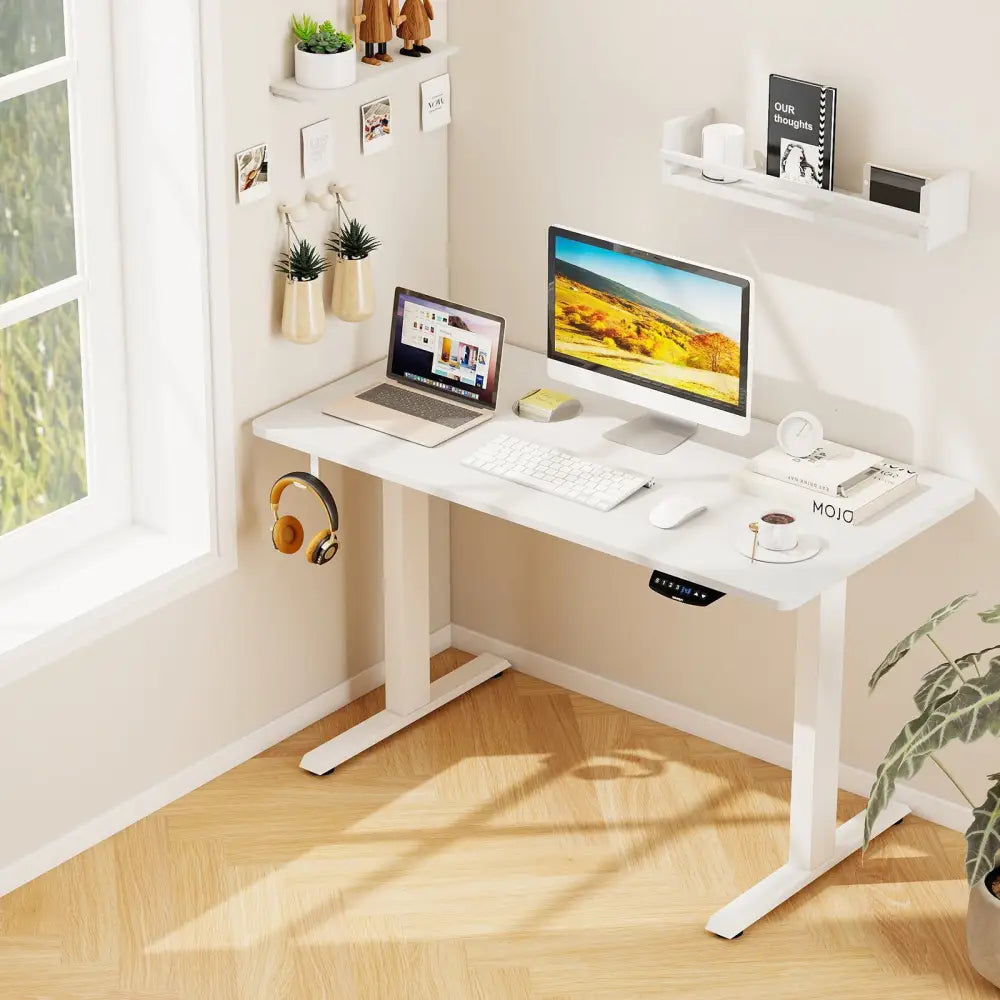 Electric Standing Desk Height Adjustable with 3 Memory Heights White-S - White - Standing Desks