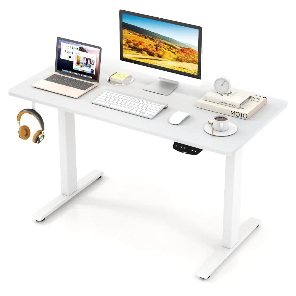 Electric Standing Desk Height Adjustable with 3 Memory Heights White-S - White - Standing Desks