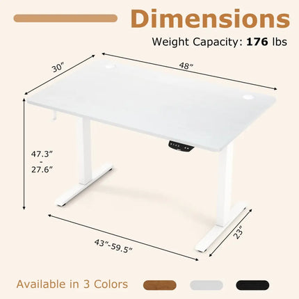 Electric Standing Desk Height Adjustable with 3 Memory Heights White-M - White - Standing Desks