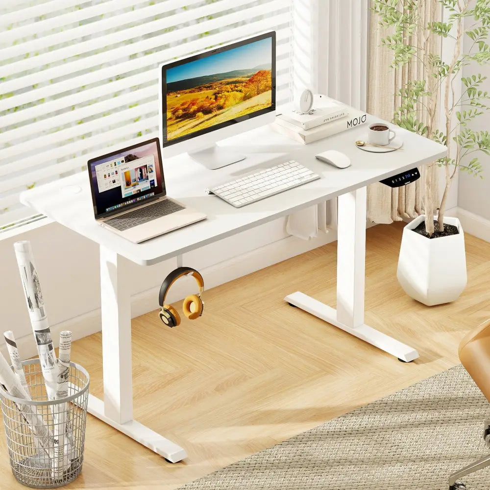 Electric Standing Desk Height Adjustable with 3 Memory Heights White-S - White - Standing Desks