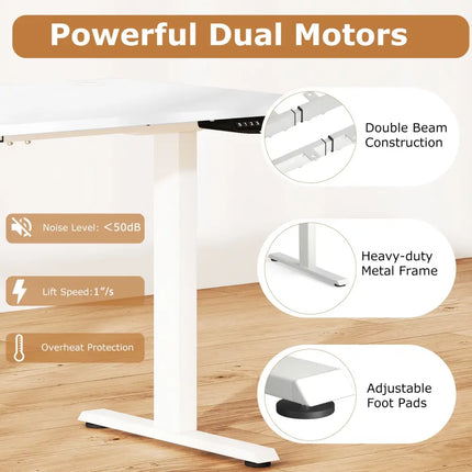 Electric Standing Desk Height Adjustable with 3 Memory Heights White-L - White - Standing Desks