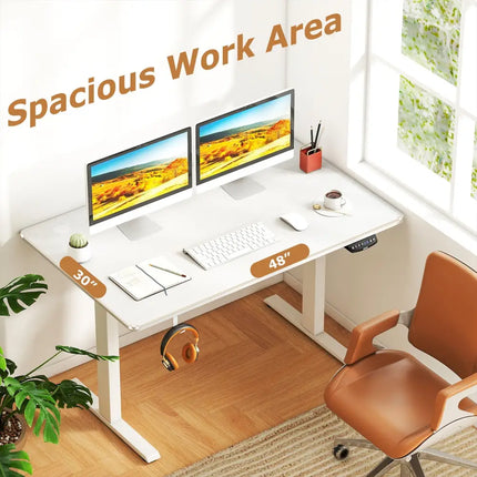 Electric Standing Desk Height Adjustable with 3 Memory Heights White-M - White - Standing Desks