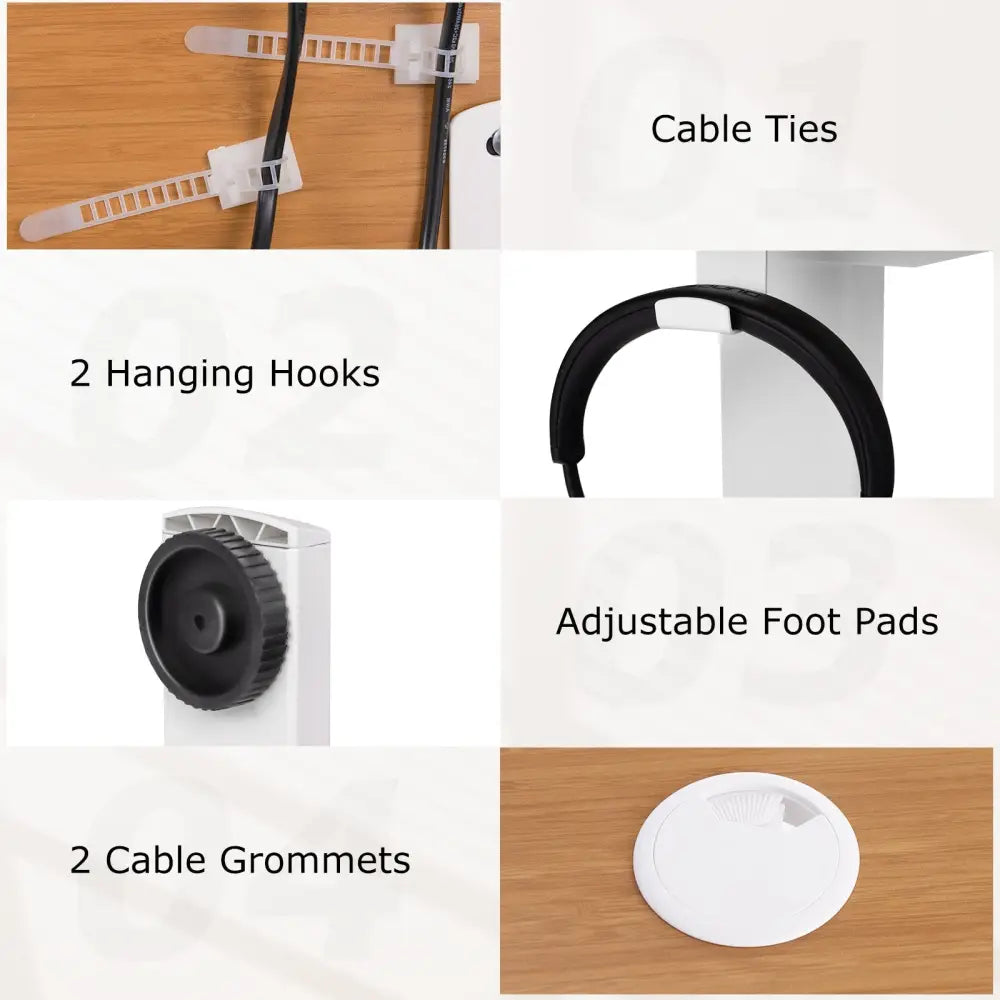 Electric Standing Desk with 3 Memory Height Settings and 2 Hanging Hooks & Cable Management-Natural - Natural