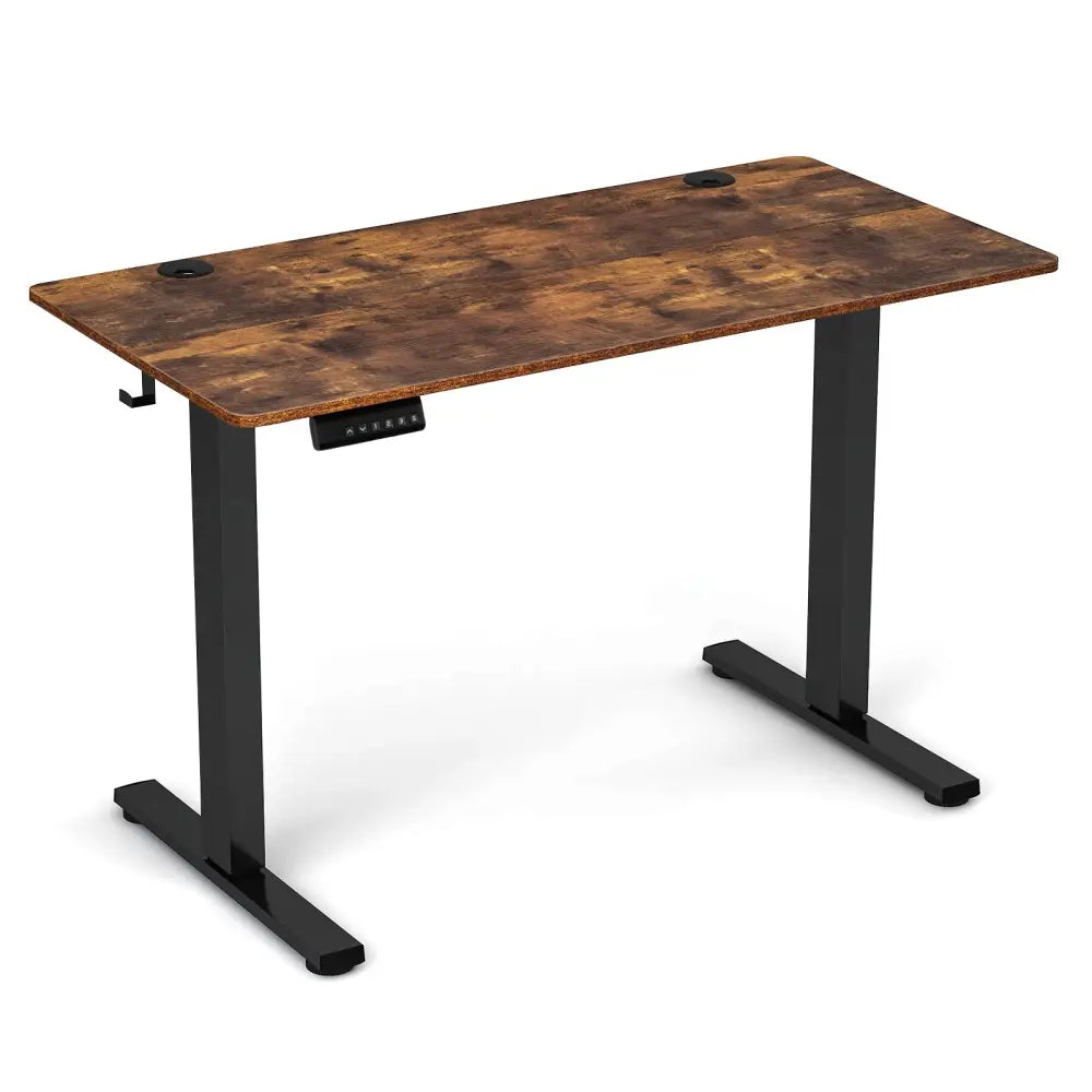Electric Standing Desk with 3 Memory Height Settings and 2 Hanging Hooks & Cable Management-Rustic Brown - Rustic Brown